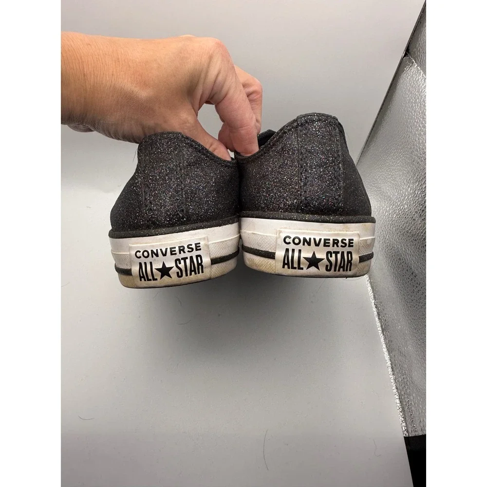 Converse Chuck Taylor All Star Women 9 Black Glitter Iridescent Low Top 165784C